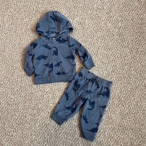 Child of Mineβ Carters Size 3-6M Blue Dinosaur Print Hoodie & Pants Outfit Set